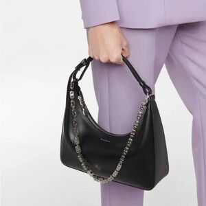 Givenchy Moon Cut-Out Calfskin Small Hobo Bag